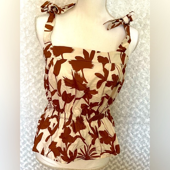 Corey Lynn Calter cream printed tie strap tank size small - Picture 1 of 9